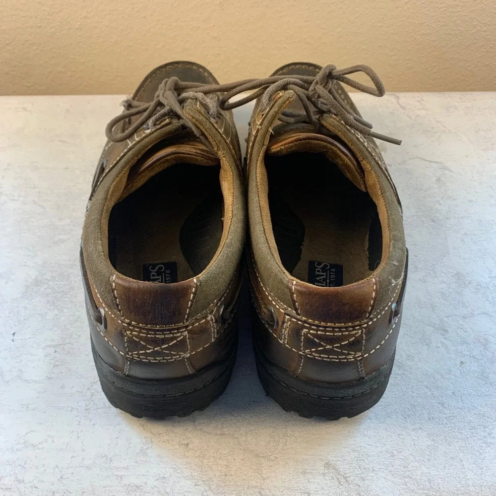 Chaps Leather‎ Boat Shoes Men's 11M Brown Lace Up Moc Toe Lug Sole Casual